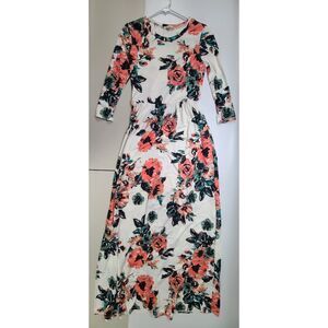 JESSAKAE Women’s Small Floral Maxi Dress Long Sleeve Casual Boho Cottagecore